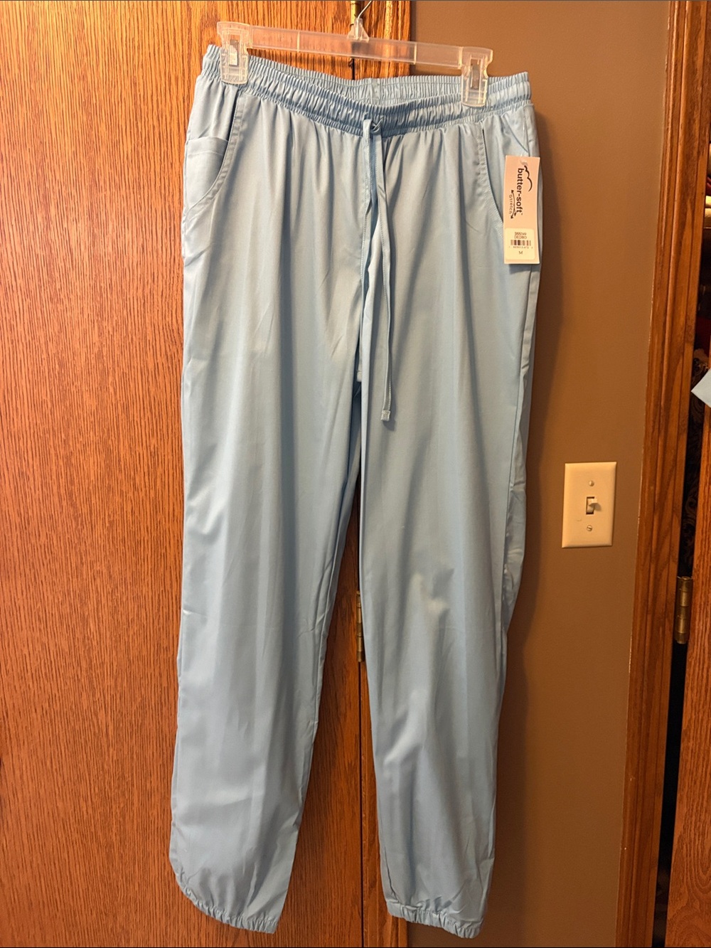 Butter Soft Stretch Light Blue Women's Drawstring Jogger Medical Scrub Pants